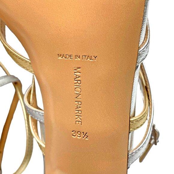 MARION PARKE Ramona Criss Cross Metallic Nappa Leather‎ Sandal  **NEW - Picture 5 of 11